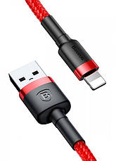 Кабель для зарядки телефона/ смартфона Baseus USB - Lightning 2 A 3 м Червоний/ Чорний (CALKLF-R09), фото 4