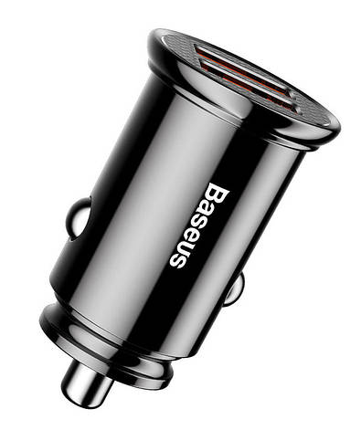 Автомобільний зарядний пристрій в прикурювач Baseus Circular Plastic 2xUSB 30 Вт Чорний (CCALL-YD01), фото 1