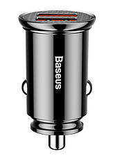 Автомобільний зарядний пристрій в прикурювач Baseus Circular Plastic 2xUSB 30 Вт Чорний (CCALL-YD01), фото 4