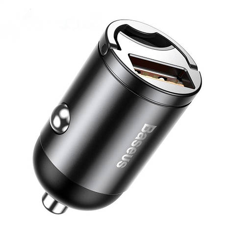 Автомобільний зарядний пристрій в прикурювач Baseus USB Швидка зарядка 30 Вт Сірий (VCHX-A0G), фото 2
