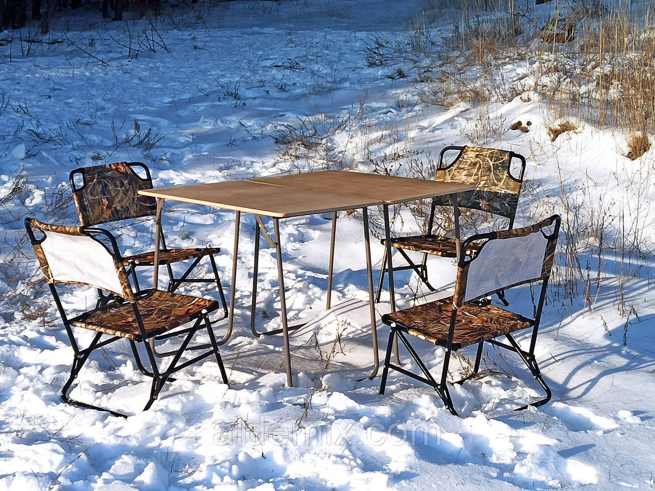 Меблі туристичні, складаний стіл і розкладні стільці зі спинкою, для відпочинку на природі, Класичний ФП2Х+4, фото 1