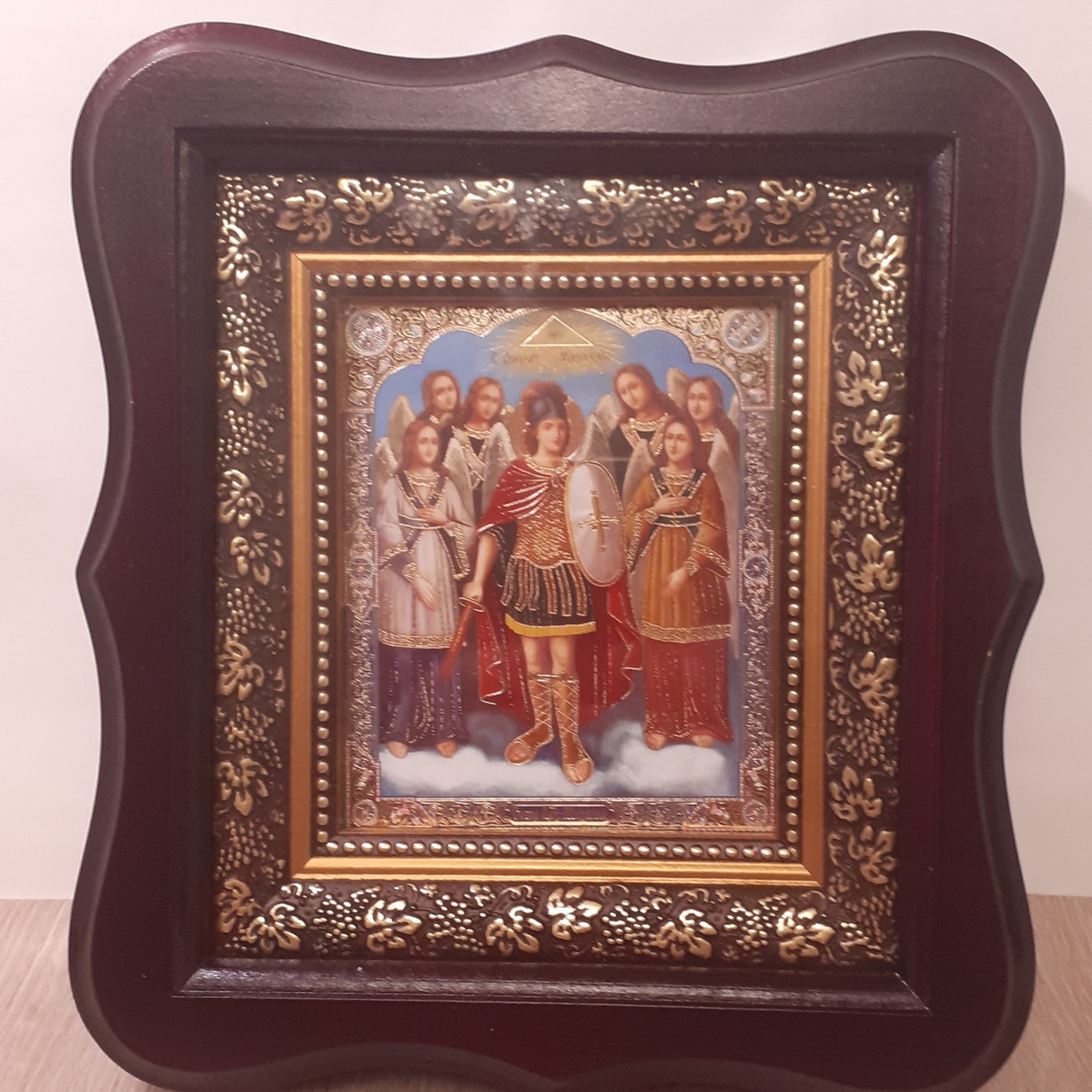 Ікона Собор Архангела Михайла, лик 10х12 см, в темному дерев'яному кіоті, фото 1