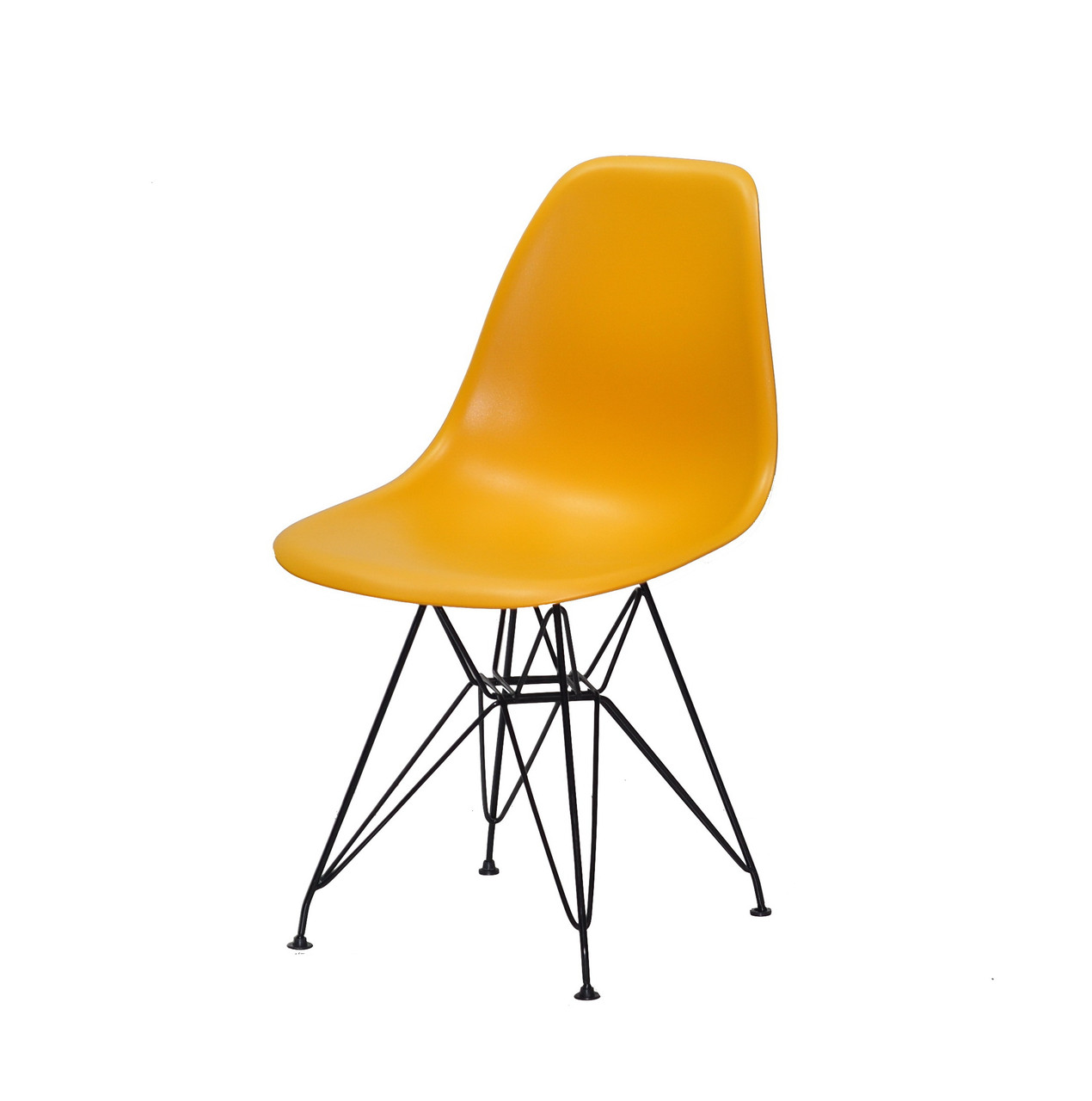 Жовтий пластиковий стілець на металевих чорних ніжках Nik Chrom BK-ML для кафе, ресторанів, стильних квартир