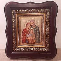 Ікона  Святе сімейство, лик 10х12 см, в темному дерев'яному кіоті