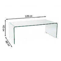 Большой прямоугольный журнальный стол Signal Priam A 120x60x42см из прозрачного стекла для гостиной модерн