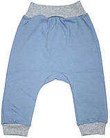Штаны с манжетами детские сине-серые, рост 68 см, Happy Tot