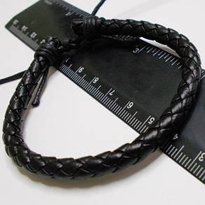 Шкіряний чорний плетений браслет фенечка., фото 2