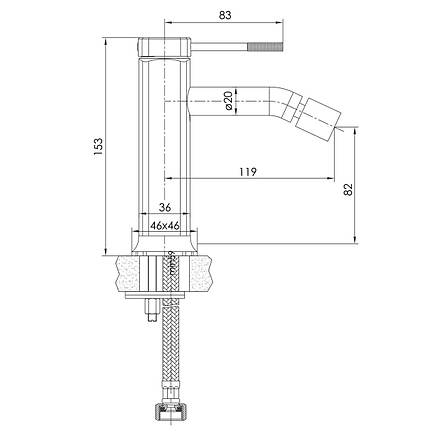 BRENTA змішувач для біде, графітовий хром Арт. ZMK091908070, фото 3