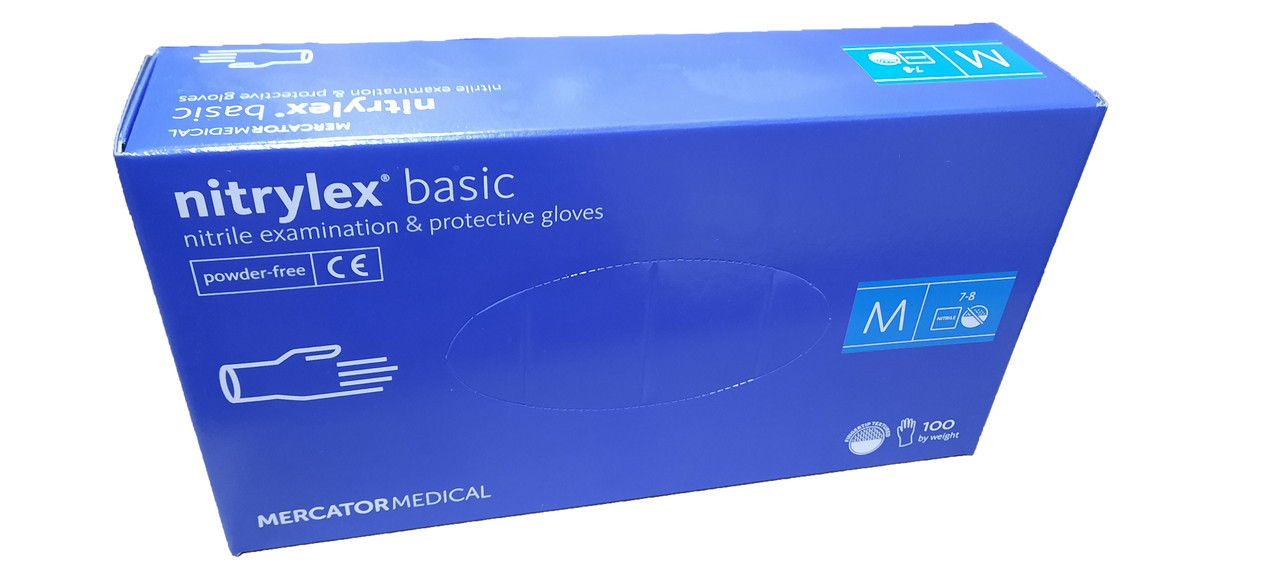 Нітрилові рукавички Nitrylex basik (100 штук розмір М)