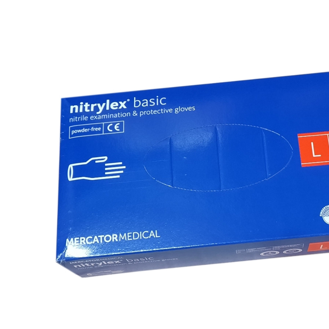 Нітрилові рукавички Nitrylex basik (100 штук розмір L)