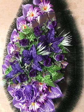 Вінок похоронний з штучних квітів (Класичний високий №2 ), розміри 175*75см, доставка по Україні.