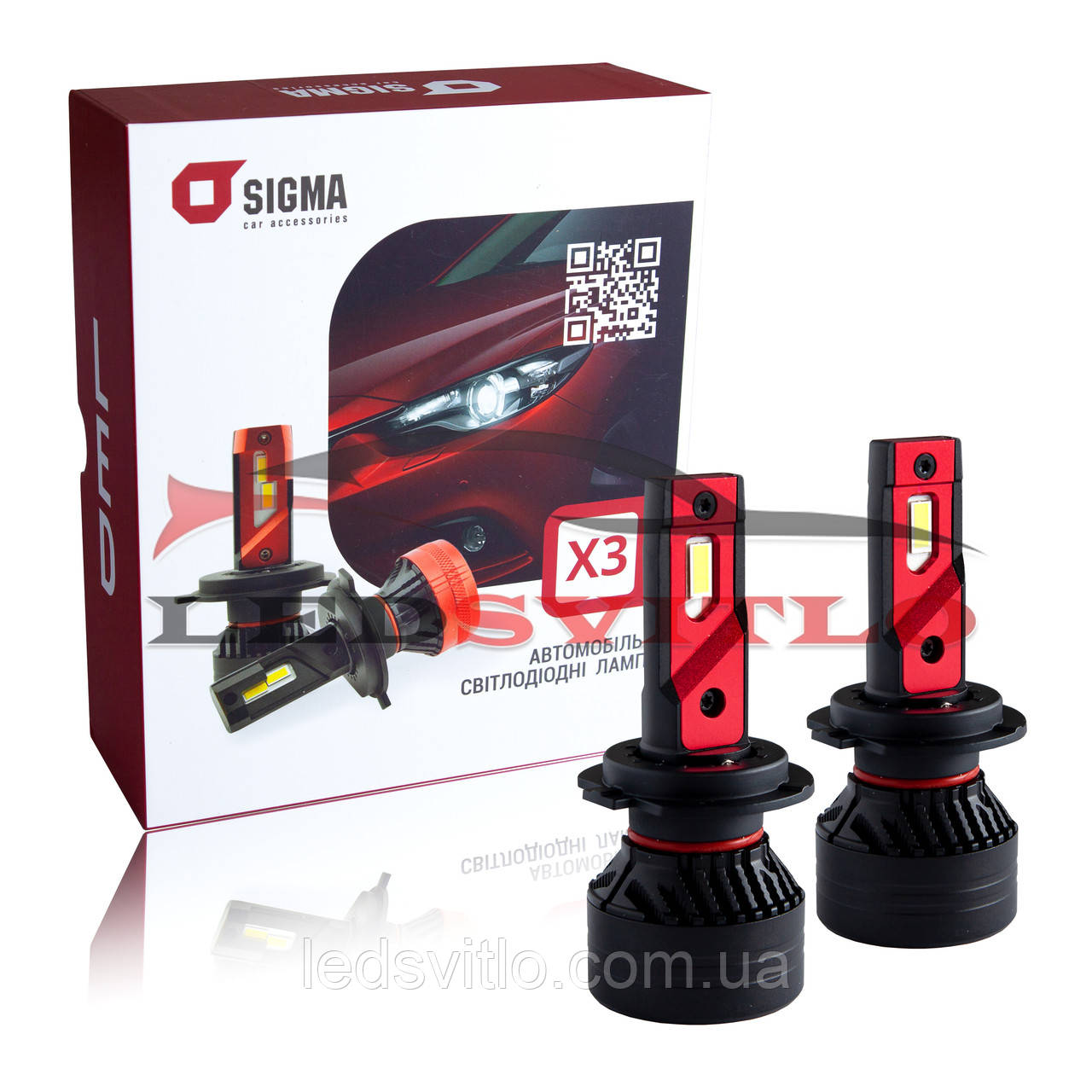 Автомобільні світлодіодні LED лампи H7 SIGMA X3 45W 10000Lm 6500K (комплект 2шт)