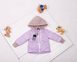 Демісезонна куртка для дівчаток бузкового кольору з плащової тканини р. 80-134