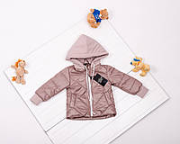 Детская весенняя куртка для девочки пудрового цвета из материала плащевка р. 80-134 92