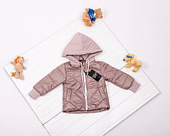Дитяча весняна куртка для дівчинки пудрового кольору з матеріалу плащівка р. 80-134