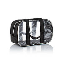 Комбинированная сумка в роддом из спанбонда и прозрачной пленки ПВХ, размер S(31*21*14), цвет Черный