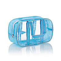 Комбінована сумка у пологовий будинок зі спанбонду та  прозорої плівки ПВХ, розмір L(50*32*23), колір Блакитний