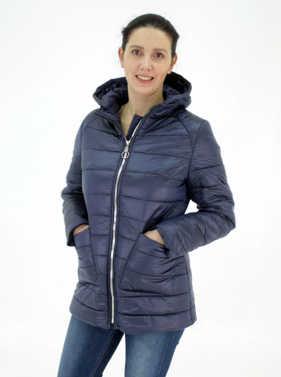Жіноча демісезонна куртка з накладною кишенею, модель Юлія, фіолетова, розміри 48 - 54