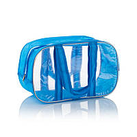 Комбинированная сумка в роддом из спанбонда и прозрачной пленки ПВХ, размер L(50*32*23), цвет Василёк