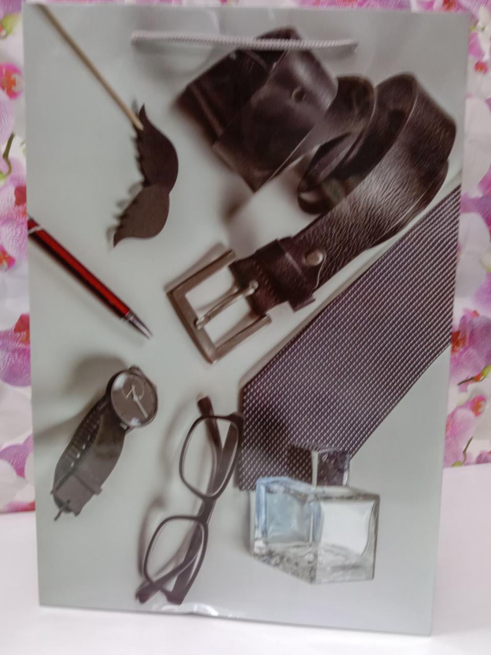 Подарунковий пакет паперовий чоловічий з малюнком Размер 25 на 38см, фото 1