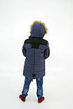 Тепла зимова підліткова куртка на хлопчика Марк 140-164 140, Синій, фото 2