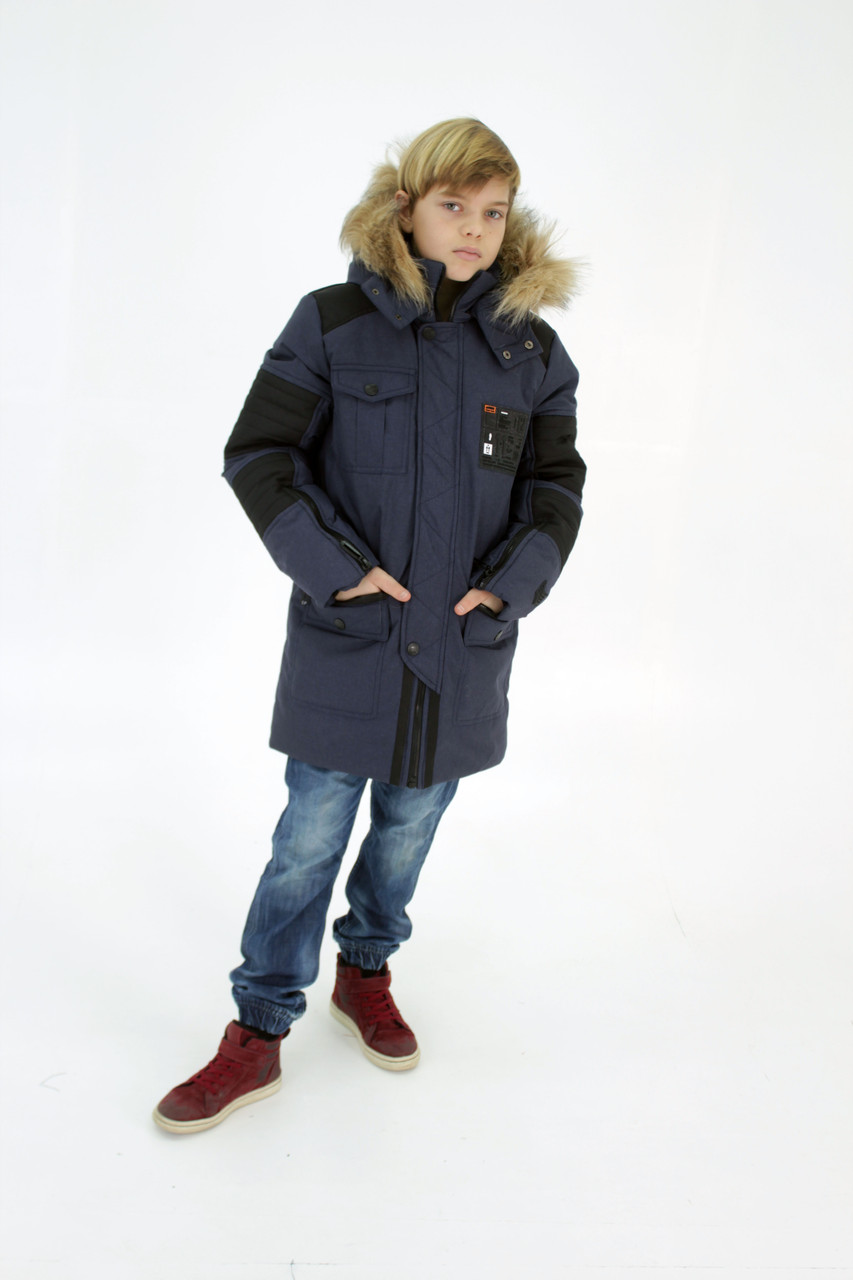 Тепла зимова підліткова куртка на хлопчика Марк 140-164 140, Синій
