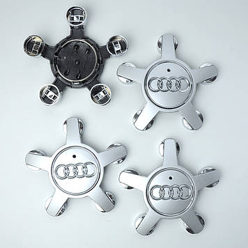 Ковпачки на диски Audi 135/57мм сірі з хром.логотипом (4F0 601 165N краб/зірка комплект (2шт)