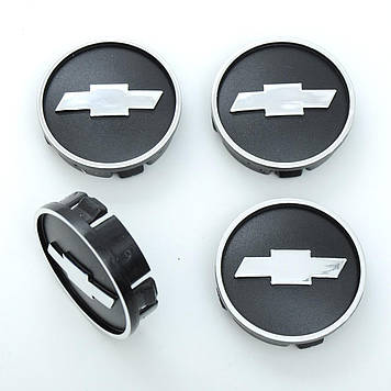 Ковпачки в диски Chevrolet   60/55мм  чорний/хром. пластик об'ємний логотип  4шт