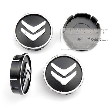 Ковпачки в диски CITROEN   60/55мм  чорний/хром. пластик об'ємний логотип  4шт