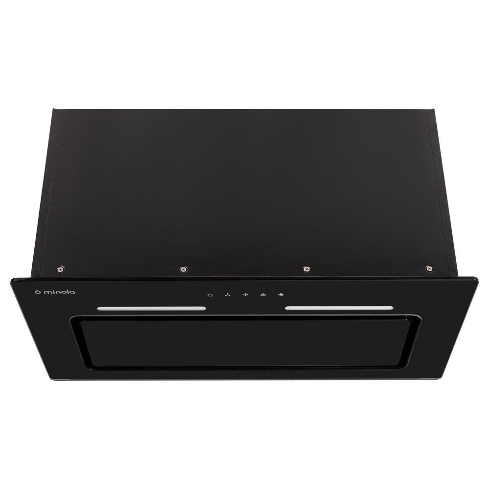Кухонна витяжка Minola HBI 6673 BL GLASS 1000 LED Line, чорна потужна повновбудована витяжка на кухню 60 см, фото 1