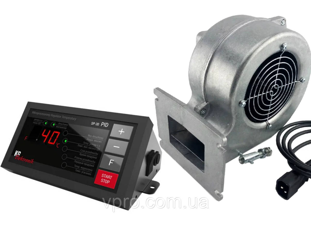 Комплект автоматики котла KG Elektronik SP-30 PID (без датчика вихлопу)+ вентилятор WPA X2