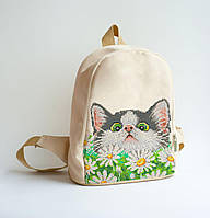 Рюкзак пошитий під вишивку Котик в ромашках