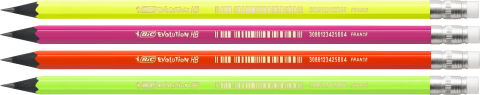 Олівець BIC Evolution Fluo bc942882 НВ з гумкою (12/1440), фото 1