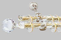 Карниз для штор двухрядный металлический 25 мм, Кристалл Шар , Белое Золото
