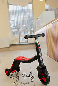 Триколісний велосипед-самокат 3в1 JT музичний світло колеса PU, Червоний 28288