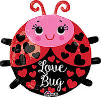 А 19" Cutie Love Bug Balloon. Шар воздушный фольгированный Влюбленная божья коровка. В уп