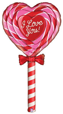 BT 60" Mighty Special Delivery Love Lollipop Foil Balloon. Фольгована куля серця льодяника
