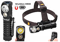 Налобный фонарь WURKKOS HD20 с Дальним и Ближним светом (2000LM, USB-C, IP68, Магнит, 5000k NW), Без батареи