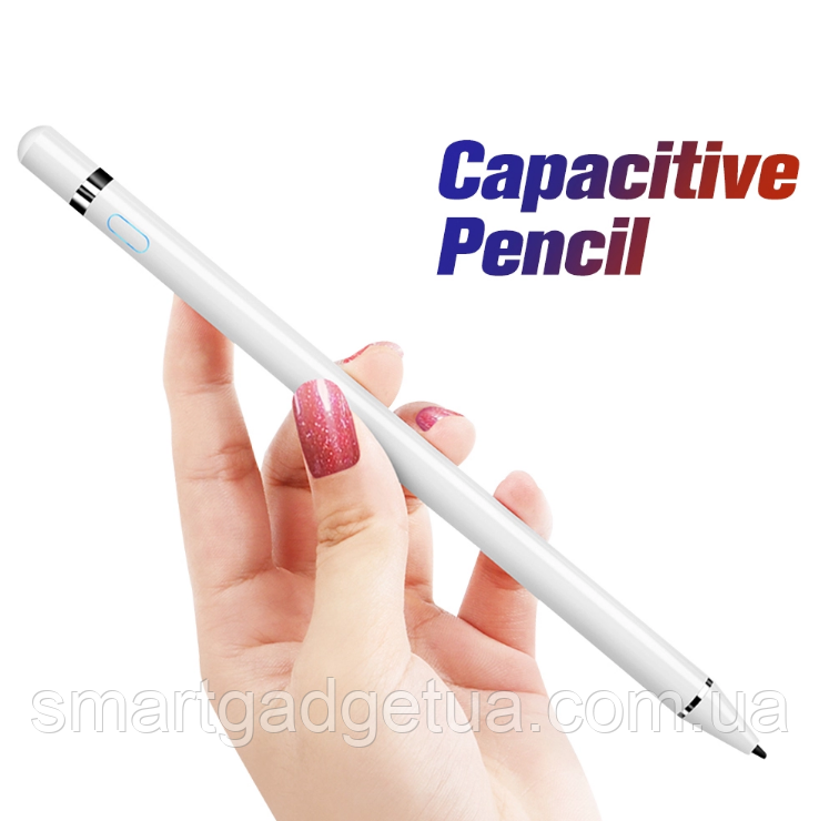 Універсальний Активний Ємнісний Стілус металевий White pen для телефону, планшета, електронних книг