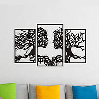 Деревянная картина Влюбленные деревья 3в1