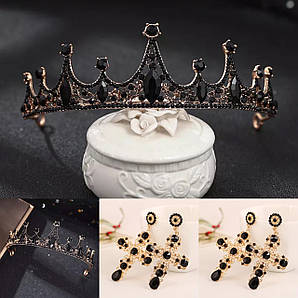 Корона і сережки в стилі Dolce&Gabbana, набір діадема і сережки, біжутерія