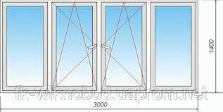 Вікно 3000х1400 мм із профілю Aluplast IDEAL 2000, ф-ра ROTO (Німеччина), ст-т 4-10-4-10-4I (32 мм енергозберігающ)