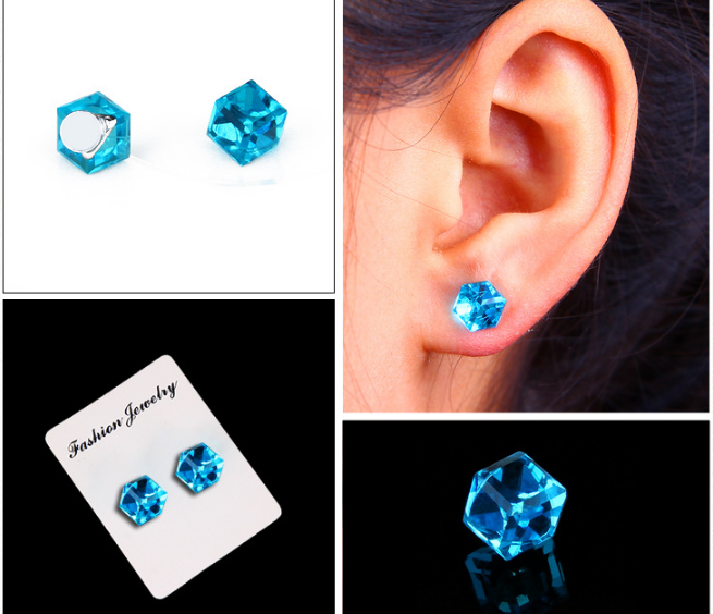 Сережки обманки на магнітах без проколу з кристалом СТАЛЬ 316L, фото 1