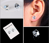 Сережки обманки на магнітах без проколу з кристалом СТАЛЬ 316L, фото 9