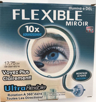 Косметичне дзеркало на присосці з підсвічуванням з 10x збільшенням Ultra Flexible Mirror 10X (KG-1040)