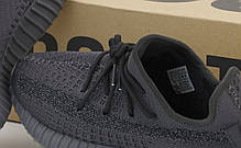 Чоловічі кросівки Adidas Yeezy 350 Black чорні, Повний рефлектив. ТОП Репліка ААА класу., фото 2