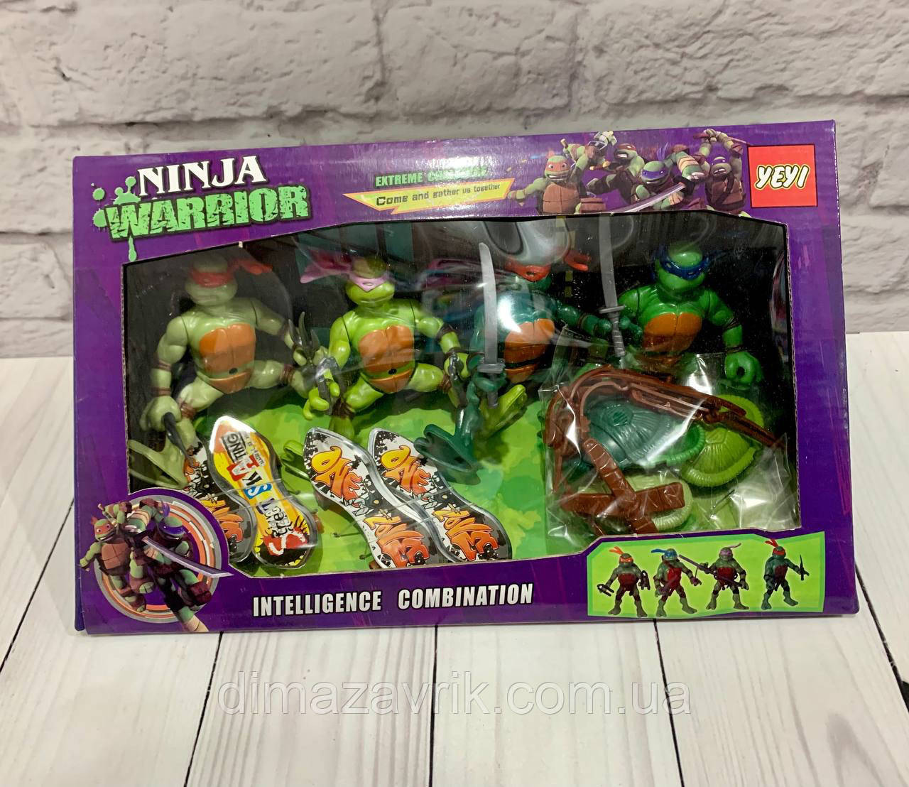 Ігровий набір YM 1606-3 Герої Черепашки ніндзя 4 фігурки зі скейтами, фото 1