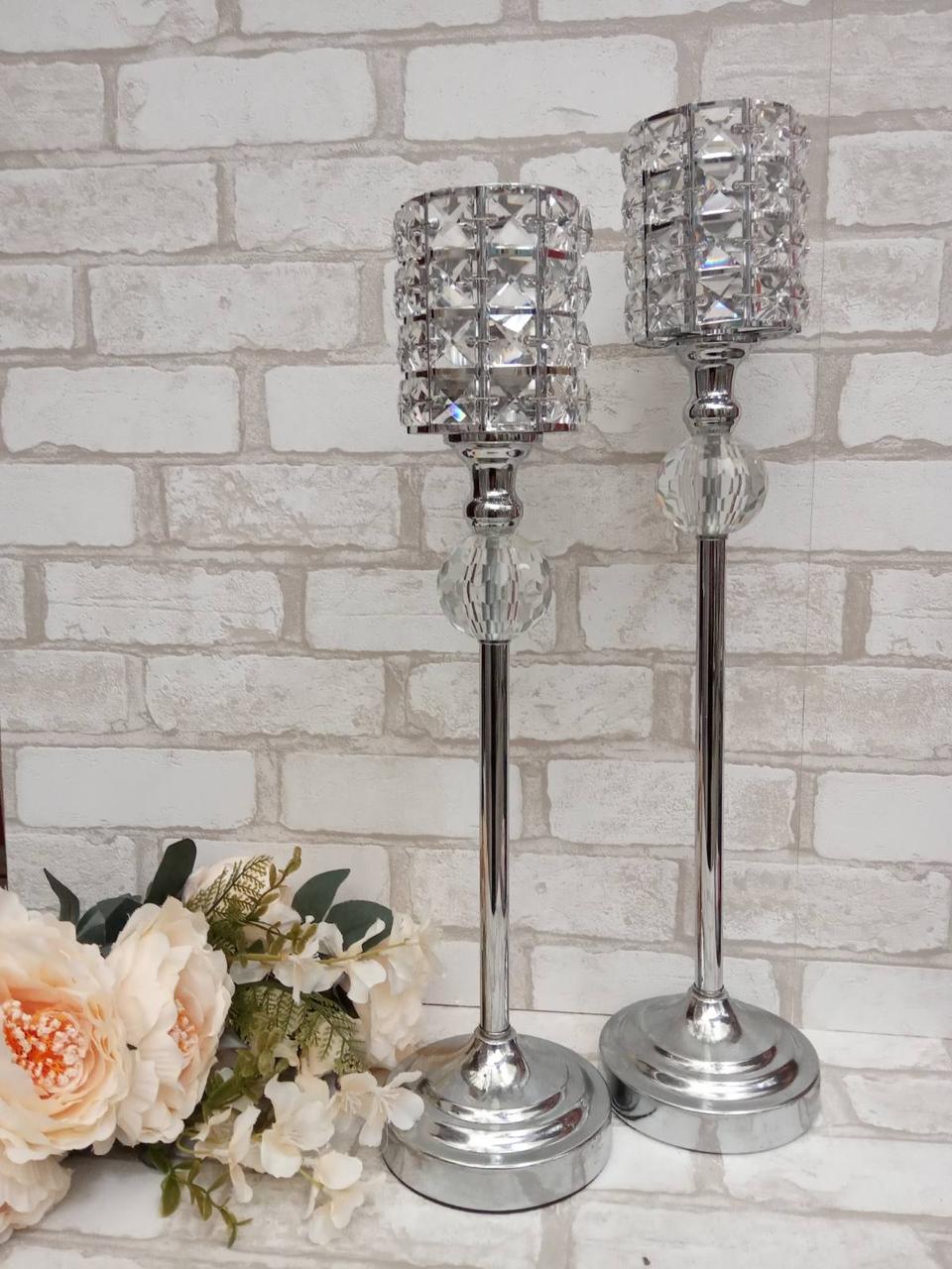 Стильний металевий підсвічник для інтер'єру h35 см, фото 1