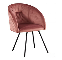 Крісло поворотне велюрове м'яке Sacramento колір рожевий антик, чорний каркас