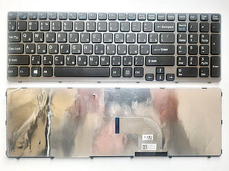 Клавіатура для ноутбуків Sony Vaio SVE15 (E15 Series) чорна з сірою рамкою RU/US